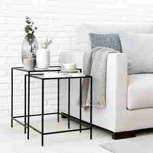 black set mesas nido hierro cristal black set mesas nido hierro cristal