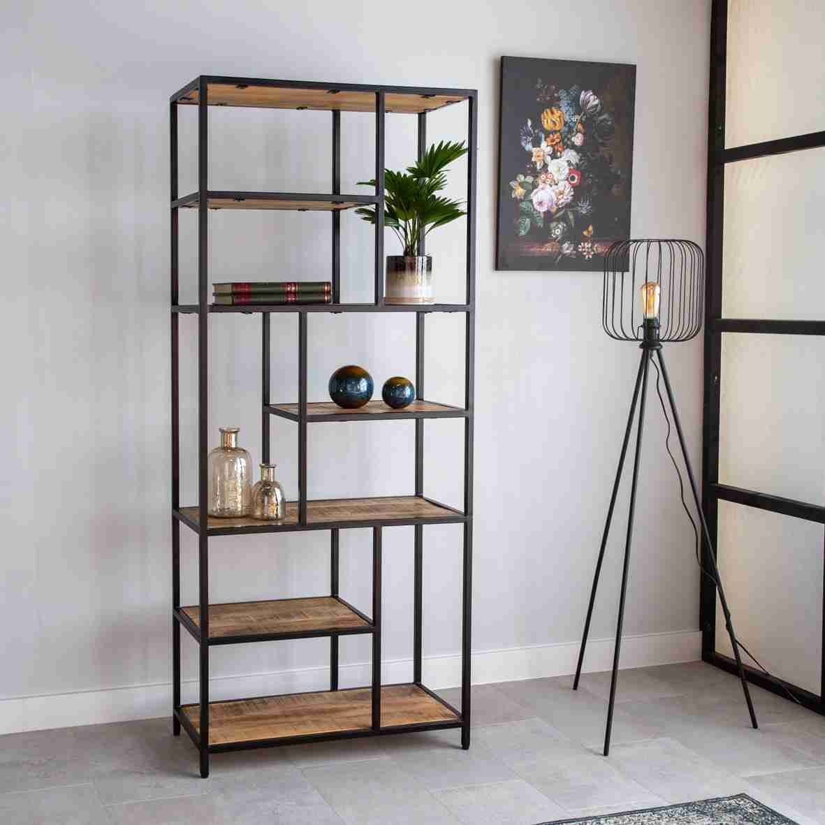 dimehouse industriele boekenkast sparrow hout 80