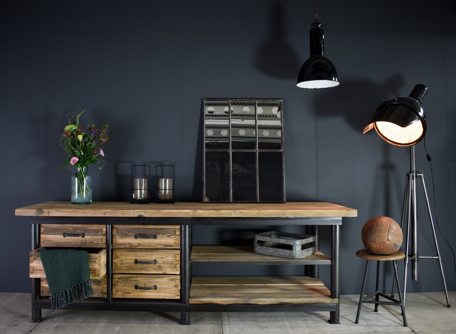 industriele werkbank stoer kookeiland op maat gema