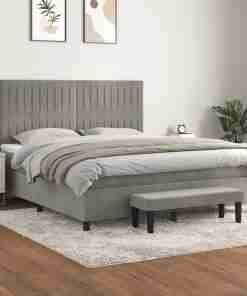 Cama box spring con colchon rayas Cama box spring con colchón rayas