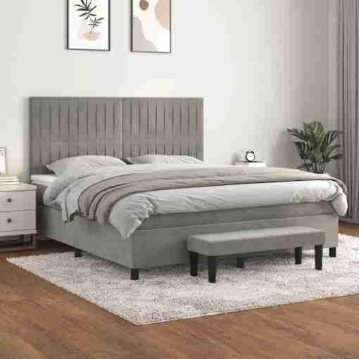 Cama box spring con colchón rayas