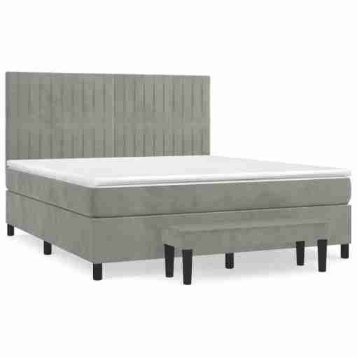 Cama box spring con colchón rayas