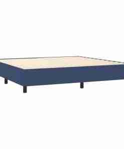 Cama box spring con colchon tela azul 2 Cama box spring con colchon tela azul 2